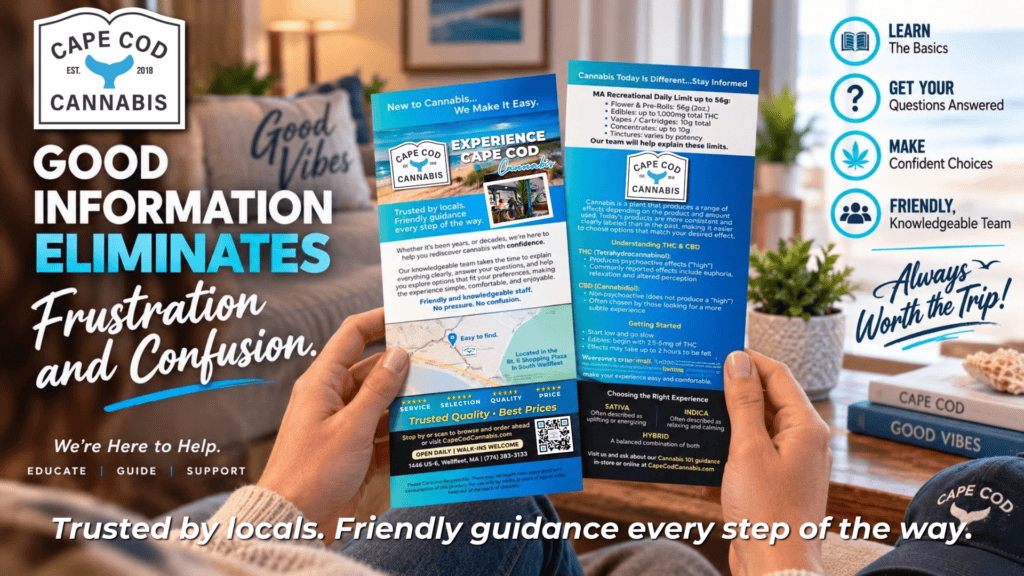 FREE Educational Rack Cards from Cape Cod Cannabis in Wellfleet!